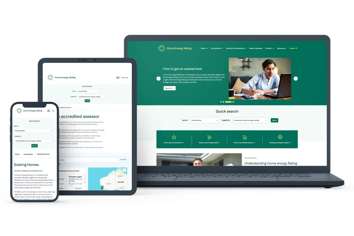 smart phone, tablet and laptop open on a webpage