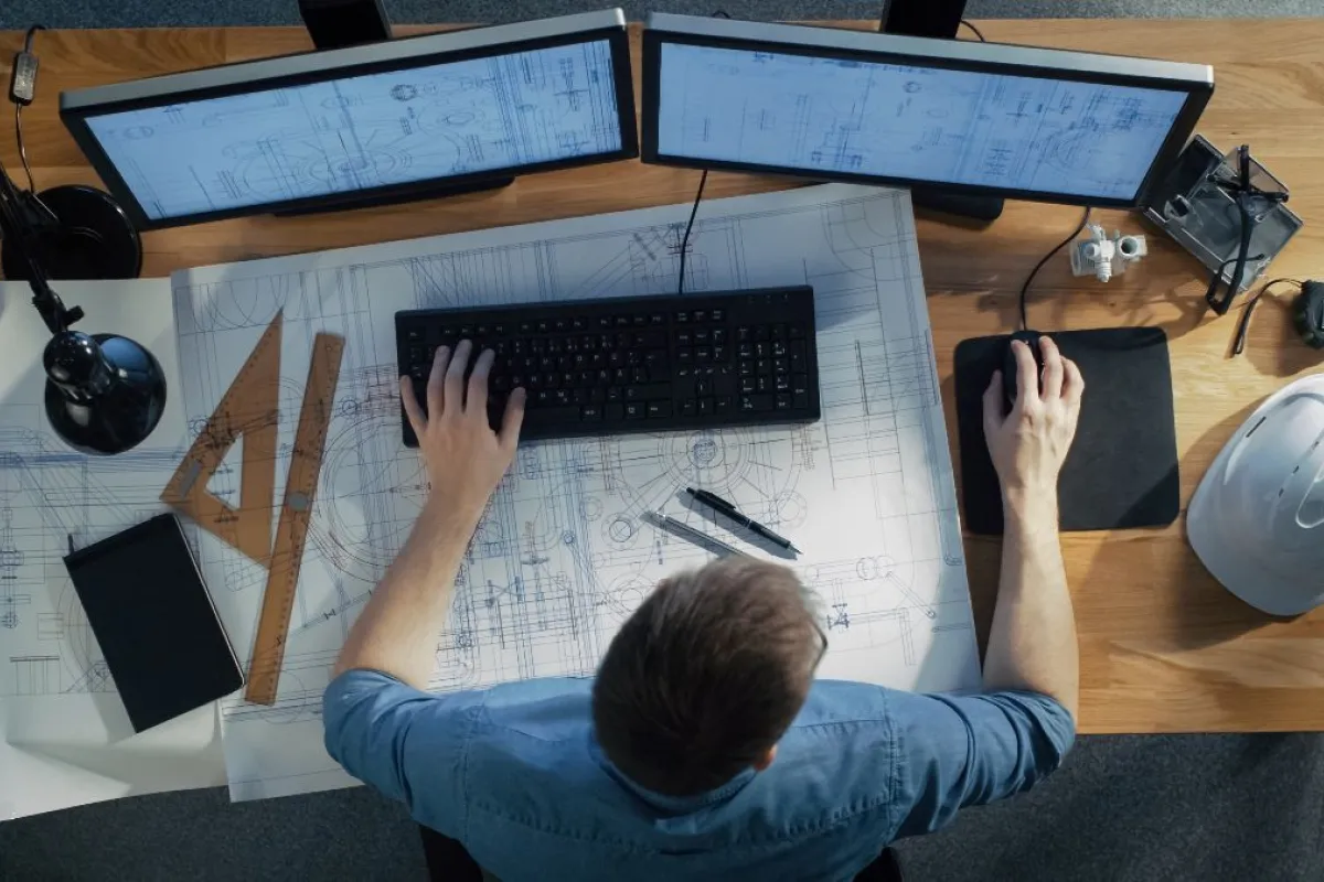 person designing a house on a computer