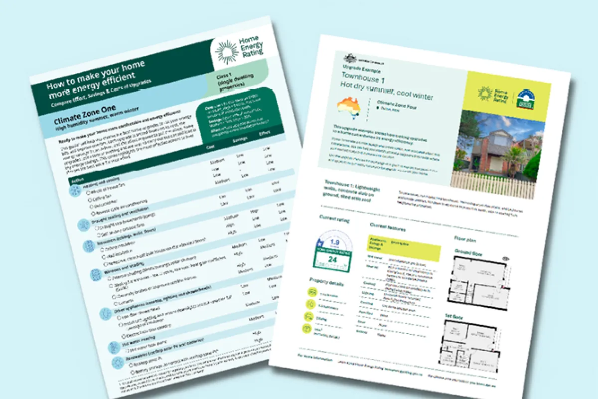 Image of fact sheets with home upgrade advice. 